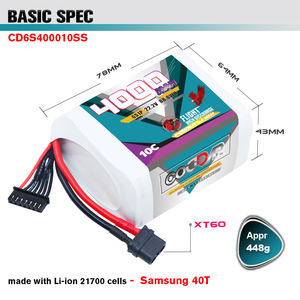 Coddar 6S 4000mAh 22.2V 10C XT60ลิเธียมไอออน21700เซลล์แบตเตอรี่ RC สำหรับเรือ RC partsuadcopter - Product Image 3