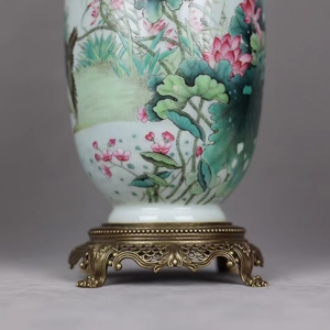 <span class=keywords><strong>Vase</strong></span> en porcelaine antique rose peint à la main haut de gamme décoration de comptoir d'hôtel <span class=keywords><strong>vase</strong></span> classique incrusté de <span class=keywords><strong>cuivre</strong></span> - Product Image 4
