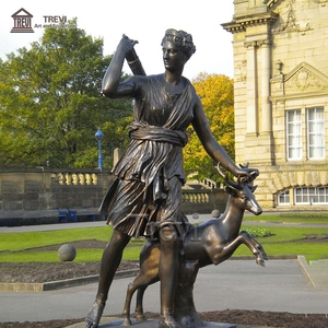 Escultura de decoración de jardín al aire libre, estatua de artemis y ciervo de bronce personalizada de tamaño real - Product Image 2