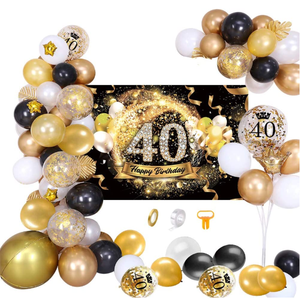Ballons à confettis en latex métallisé pour fête d'<span class=keywords><strong>anniversaire</strong></span> 30e 50e <span class=keywords><strong>anniversaire</strong></span>, kit de guirlande, <span class=keywords><strong>affiche</strong></span> suspendue <span class=keywords><strong>joyeux</strong></span> <span class=keywords><strong>anniversaire</strong></span> - Product Image 2