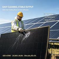 Modul Surya Anti Debu 670W untuk Pemasangan di Atap Gedung Tinggi dan Bangunan Umum dengan Lapisan Pembersih Otomatis