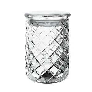 优雅设计时尚透明水晶玻璃糖果饼干罐装饰带盖子的甜容器