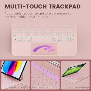 เคสสำหรับ iPad รุ่นที่ 11 (A16) / รุ่นที่ 10 พร้อมคีย์บอร์ด <span class=keywords><strong>Magic</strong></span> Keyboard ปุ่มกดเรืองแสงแบบสปริง ป้องกันรอยเปื้อน พื้นผิวสัมผัสหลายจุด แทร็คแพด ขายส่ง OEM/ODM/รับผลิตแบรนด์ส่วนตัว - Product Image 6