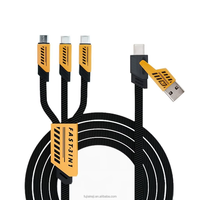 Cable de Carga Múltiple USB Tipo C PD de 65 W, 3 en 2, Cargador Rápido, Cable de Datos USB Multifuncional Tipo C