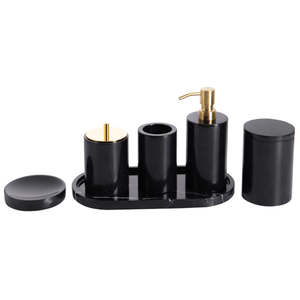 Ensemble d'accessoires de salle de bain en marbre noir classique moderne, ensemble d'accessoires de salle de bain en marbre Nero Marquina - Product Image 1