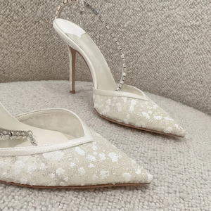 Zapatos de Tacón Alto y Fino con Decoración de Cadena Metálica, Zapatos de Punta Descubierta, Estilo Stiletto, Sexy, con Parte Superior de Cuero Genuino, para Verano y Otoño - Product Image 2