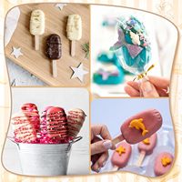 Kit de découpe de cakesicles et moule à cake pops avec plateau de 22 cm, 100 bâtonnets en bois et 100 sacs, moule en silicone pour cakesicles et cake pops