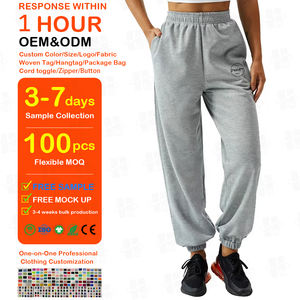 JL92201 pantaloni sportivi <span class=keywords><strong>grigi</strong></span> di alta qualità alla moda pantaloni invernali da <span class=keywords><strong>donna</strong></span> in cotone pantaloni della tuta larghi da <span class=keywords><strong>donna</strong></span> - Product Image 1