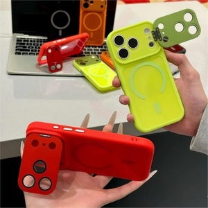 เคสโทรศัพท์มือถือแม่เหล็กขายดีสำหรับ iPhone 17 12 13 14 15 16 Pro Max พร้อมฟิล์มเลนส์ HD ขาตั้งโลหะ ป้องกันการกระแทก - Product Image 3