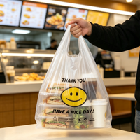 Sacs en plastique pour T-shirts, HDPE recyclable, épaisseur 0,12 mm, logo personnalisé pour les supermarchés et les entreprises