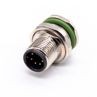 Conector Macho M12 Codificado de 7 Pines para Montaje en Panel, Rosca PG9, Tipo Recto para Soldadura en PCB