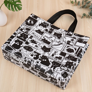 Xinsen Cartoon Black <b>Cat</b> Non Woven Bag Spunbond <b>Fabric</b> Tote For Gift And Clothing Packaging - Product Image 2