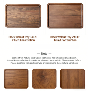 Pasokan Langsung Pabrik, Bersertifikat FSC, Nampan Buah Persegi Panjang untuk Rumah, Piring Sajian, Gaya Mewah, Nampan Kayu Walnut Hitam - Product Image 2
