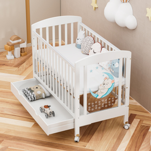 Chất lượng tốt nhất cuna Para Bebe bé cũi chuyển đổi với Acrylic LED ánh sáng và lưu trữ - Product Image 4