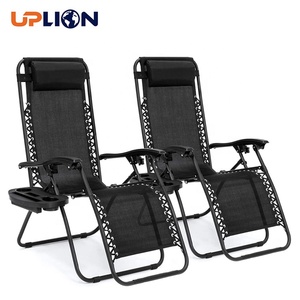 Ensemble de meubles de jardin inclinables Uplion, chaise longue zéro gravité <span class=keywords><strong>avec</strong></span> oreillers et plateaux porte-gobelets - Product Image 2