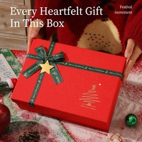 Boîtes cadeaux de Noël rouges festives en stock, boîtes d'emballage pour écharpe et tasse isotherme, boîtes cadeaux vides pour pommes de la veille de Noël