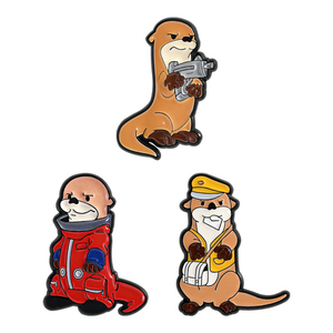 Simpatiche spille smaltate a forma di lontre in uniforme, lontre cartone animato astronauta postino, distintivi da risvolto per zaino, gioielli regalo per bambini e amici - Product Image 1