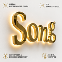 Enseigne publicitaire extérieure personnalisée avec logo rétroéclairé par LED, en acrylique et acier inoxydable, pour devanture de magasin, enseigne murale pour boutique de luxe