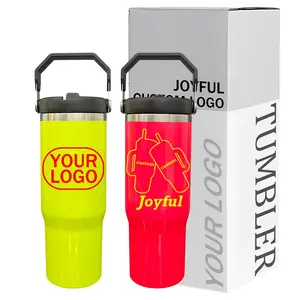 wholesale custom Ideal for Home Office Kitchen 2024 New wholesale product stainless steel neon color 30oz water bottle with logo