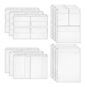 A5 Size 6 Holes Budget Binder Sleeves Pocket Folder PVC Mini Cash Envelopes Zipper Pockets For 6-Ring Notebook Loose Leaf Bags