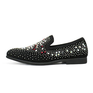 Mocassins en velours pour hommes, patchwork et strass, style décontracté, pour soirée, les plus vendus en gros - Product Image 6