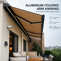 Auvent rétractable à cassette complète, montable au mur ou au plafond, avec support en aluminium robuste, imperméable, pour extérieur, protection solaire
