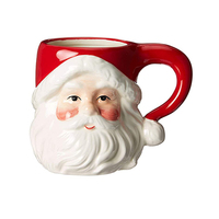 Mug de Noël en porcelaine peint à la main, motif Père Noël mignon, fait main, pour café et lait, cadeau de fêtes, non toxique, bord doré