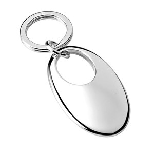 Llavero ovalado plateado con anillo para llaves, accesorio de metal para llavero - Product Image 1