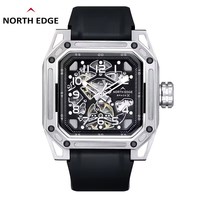 NORTH EDGE Montre mécanique de luxe pour homme, montre automatique squelette, lumineuse, étanche 100M, montre-bracelet SPACE X