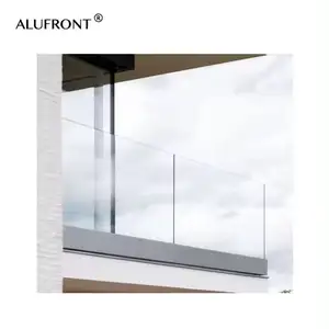 Pasamanos de barandilla Base de canal en U de aluminio para balaustrada de vidrio sin marco Balcón Barandilla de vidrio Perfil de canal en U
