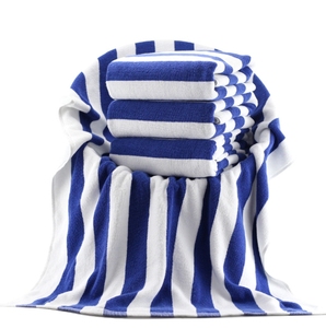 Telo da mare in cotone a righe di alta qualità stile <span class=keywords><strong>turchese</strong></span> senza sabbia filato morbido tinto per bagno piscina nuoto asciugamano da viaggio - Product Image 1
