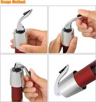 Bouchon de bouteille de vin en acier inoxydable argenté 6,5*4,5 cm avec silicone pour conserver le vin frais, pour la marque russe Abbey's Sons of Liberty