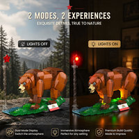 JMBricklayer Nouveauté : Ensemble de blocs de construction Ours grizzly de Californie avec éclairage, 1060 pièces, modèle animal en briques, jouet décoratif de collection