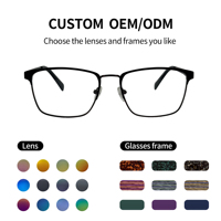 SHIAN SAO30 Monturas de Gafas Ópticas Metálicas Cuadradas para Hombre con Lentes de PC y Logotipo Personalizado para Todas las Formas de Rostro