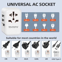 Adaptateur de voyage Worldplug 100W GaN PD à charge ultra-rapide avec ports Type-C et USB-A, 10A, compatible SDK