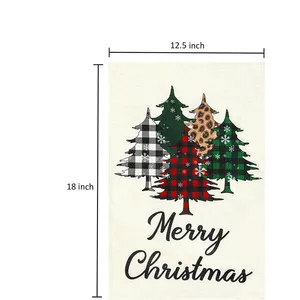 安いバッファチェック柄の装飾 Suppliers-メリークリスマスガーデンフラッグ12.5x18インチ両面バッファローチェックチェック柄ツリークリスマスデコレーション冬用ヤードフラッグ
