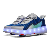Chaussures à roulettes à quatre roues avec lanières lumineuses, chaussures en maille pour l'extérieur, chaussures à roulettes pour garçons et filles en stock
