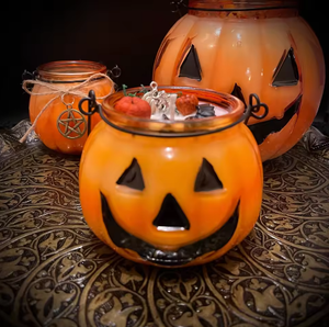 Bougie parfumée LANJO Halloween Jack O Lantern dans un bocal en verre orange avec un design classique de citrouille pour la décoration des fêtes - Product Image 2