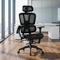Chaise de bureau exécutive ergonomique professionnelle, pivotante, réglable, respirante, à dossier haut, en maille, noire, la moins chère