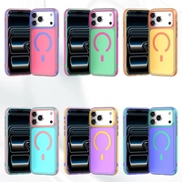 Coques de téléphone portable magnétiques translucides mates HONATOP pour 18 16 17 Pro, avec bords contrastés, protection antichoc