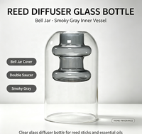 Diffuseur d'arômes en verre double couche, bouteille transparente avec dôme gris, récipient à étages, décoration de table pour la maison