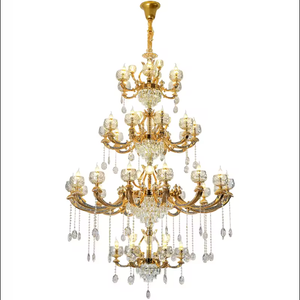 Zeal Lighting Lámpara dorada Vestíbulo del hotel Comedor Escalera grande Candelabro de cristal K9 moderno largo - Product Image 6