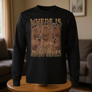 T-shirt à manches longues unisexe pour adulte, col rond, impression numérique, promotionnel, motif « Where Is Jimbo James Marcus The Worm Meme » - Product Image 3