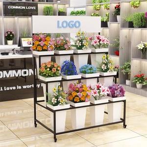 Moderner, luxuriöser, bodenstehender Blumenständer aus Eisen mit Rollen und Metalleimer-Ablage für die Innenausstellung - Product Image 3