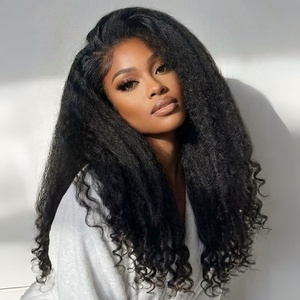 Peluca Afro Rizada Sintética Futura de Alta Calidad para Mujeres Negras, 20 Pulgadas, con Parte en U y Forma de V, Sin Pegamento, Peluca <span class=keywords><strong>Media</strong></span> con Clip en V - Product Image 2