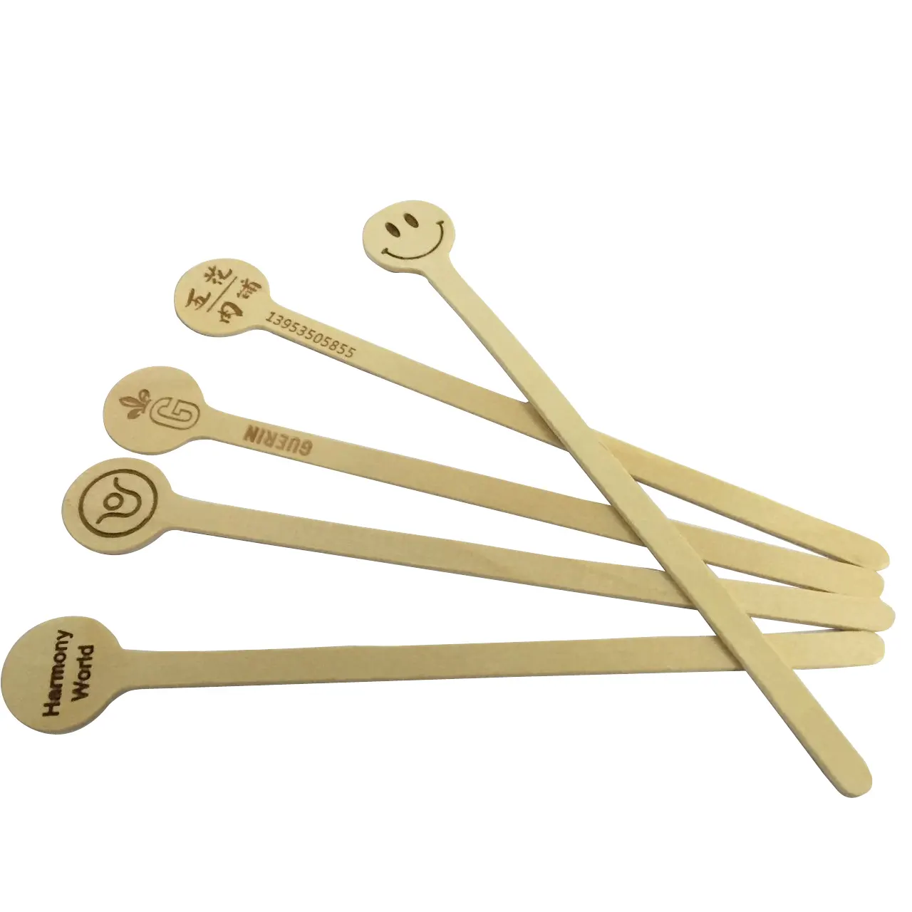 Printable Disc Top Bamboo Wooden Coffee Stirrers 7 Inch (180mm)