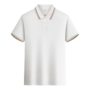 Polo Shirt Solid Color Polyester Fiber Contrast Trim Daily Wear Short Sleeve - Product Image 2