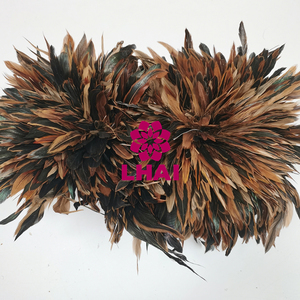 Plumes de coq Schlappen demi-bronzées naturelles irisées de 8 à 10 pouces <span class=keywords><strong>en</strong></span> gros, franges enfilées pour la chapellerie, les costumes, la pêche à la mouche et l'artisanat - Product Image 6