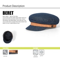 Chapeau bleu marine béret vintage hiver mode casquette britannique chapeau Denim gavroche chapeau octogonal casquette avec corde