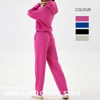 Ensemble de sport décontracté à capuche et pantalon large en maille, deux pièces, coupe ample, pour la course à pied